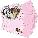 Neu 2019: 16-teiliges Set: 8 Einladungskarten mit 8 Umschläge * TAPIRELLA Pferde * für Kindergeburtstag vom Lutz Mauder Verlag | 26026 | Mädchen Kinder Geburtstag Einladung Karten Pony