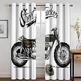 HOMEIEU Verdunkelungsvorhang Polyesterfaser, Motorrad High-Definition-Muster, Geeignet Für Wohnzimmer, Schlafzimmer Und Küche, 2-Teiliges Set (B107xH160cm-2PCS)