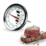 Fleischthermometer Grillthermometer Bratenthermometer mit dem Messbereich von 0°C bis 120°C Grill Temperaturfühler für Steak Lamm Schwein Kalb und Geflügel Küchenthermometer H