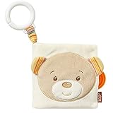 Fehn 160895 Soft-Bilderbuch Teddy / Fühlbuch aus Stoff mit Tier Motiven - mit Quietsche, Raschelpapier und Spiegel für Babys und Kleinkinder ab 0+ Monaten / Maße: 11x11