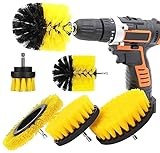 Bürstenaufsatz Bohrmaschine Set 5 Stück Drill Brush Bohrbürsten Befestigung Reinigungsbürste Felgenbürste Scrubber Reinigung Bürste Kit für Felgen, Badewanne, Fliesen, Küche, Auto, Sofa Ecken & G