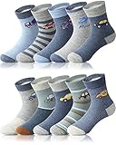 Adorel Jungen Socken Knöchelhoch Strümpfe 10er-Pack Auto & Flugzeug 24-27 (Herstellergröße M)