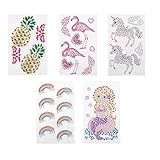 ewtshop® Edelstein Aufkleber, Strasssteine Sticker der Themen Regenbogen, Flamingo, Meerjungfrau, Ananas und E