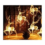 CHUANGRUN 20 Led Sika Deer Lichterketten, Weihnachtslichterkette Rentier Lichterketten, 9,8 Fuß kleine Laternen für Schlafzimmer Kamin Tür Thanksgiving Dek