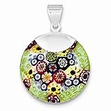 Sterling Silber Glas mehrfarbig, polierte Fancy Pendelleuchte-JewelryWeb