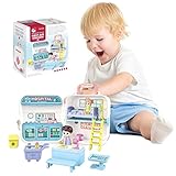 Kinder Bus Auto Puppenhaus Spielzeug - Charmante Und Schöne Häuser Und Beleuchtung, Schlafzimmermöbel Und Accessoires - Geschenk-Set Spielzeug