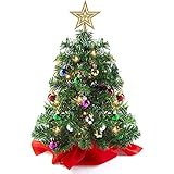 MTYQE Tisch-Weihnachtsbaum, Künstlicher Mini-Weihnachtsbaum, mit LED-Lichterketten,Geschmückter Weihnachtsbaum,für Tisch, Schreibtisch, Wohnk
