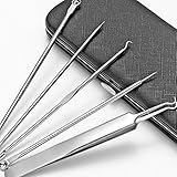 Mitesser-Entferner Komedonen-Extraktor-Kit 5 stücke Blackhead Remover Akne Nadeln Edelstahl Akne Reinigungswerkzeug Comedone Pickel Pustel Nadeln Schwarzkopf Pickelentfernung Mitesser-Entferner-T