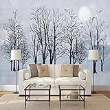 Nordic Winter Wald Schnee Szene Tapete Wandbild Bild Schlafzimmer Wohnzimmer Kunst Wandverkleidung Innendekoration Papier 3D-150x105