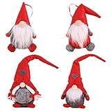 E-More 4er Weihnachten Deko Wichtel , Ostern Weihnachten Deko, Schwedischen Weihnachtsmann Santa Tomte Gnom, Skandinavischer Zwerg Geschenke für Kinder Familie Weihnachten F