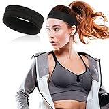 WILLBOND Gym Sport Yoga Stirnband Weich Dehnbar Schweißband Stirnband Schwarz Sportlich Haarband für Frauen Sport Yoga Laufen Fitness Übung Gym Athletik