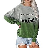 OverDose Damen Herbst Winter Individualität Stil Womens Sweatshirt Katze Print Hoodie mit Ohren mit Kapuze Pullover Tops Bluse Langarmshirts Tunik