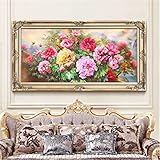 DIY Diamond Painting Voll Bilder Pfingstrose 60x120cm Runder Diamonds Painting Vollbohrer Kristall Strass Stickerei Mosaik Gemälde für Erwachsene Anfänger Raumdekor Wand Dek