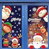 Fensterbilder Weihnachten Selbstklebend,Aivatoba Fensterdeko Weihnachten Kinderzimmer Weihnachtsmann Fensterdeko Winter Schneeflocken PVC Aufklebe Fensterbilder Weihnachten Dekoration Wiederverwendb