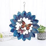 ZHEYANG Windmühle Yard Spinner Gartendeko 3D Edelstahl Schmetterling hängende Windskulpturen, für Garten Rasen Hof Fenster Dekorationen Indoor Outdoor Garden Decoration Crafts Ornaments Model:G0710