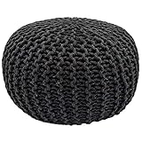 casamia Pouf Ø 55 cm Strickhocker Sitzpouf Sitzpuff Bodenkissen Grobstrick-Optik extrahoch Höhe 37 cm Farbe steing