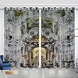 XWJASD Thermovorhang Kälteschutz Barocke Kunst Verdunkelungsvorhang VorhäNge Blickdicht Hochwertige Vorhänge für Wohnzimmer Und Schlafzimmer ösenvorhänge 2 Stück B 75 x H 166
