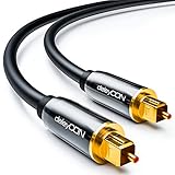 deleyCON 1,5m Optisches Digital Audio Kabel - S/PDIF - Toslink Stecker - LWL Lichtwellenleiter Kabel Metallstecker 5mm Flexibel - Schw