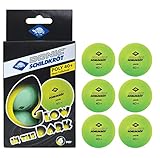 Donic-Schildkröt Tischtennisball Glow in the Dark, 6 hellgrüne, fluoreszierende Bälle in Poly 40+ Qualität, für das Spiel bei Dämmerung und Dunkelheit, 608507