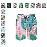 Turquoise Leaves Herren Strandshorts mit Kordelzug und elastischem Bund und Taschen - - XX-Larg