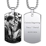 VIBOOS Custom Dog Tag Anhänger Halskette Gravur Datum/Text/Bilder Edelstahl personalisierte Halskette für Männer Frauen Jungen Mädchen Bundle mit Verstellbarer Kette, Schlüsselb