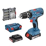 Bosch Professional 18V System Akku Schlagbohrschrauber GSB 18V-21 (inkl. 2x2,0 Ah Akku, 40tlg. Zubehör Set, in L-BOXX) - Amazon Exclusive S