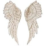 Wandobjekt Engelsflügel Länge 55 cm weiß Kunstharz 2 er Set Rechts und Links Handarb