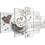 Küche Kaffee Bild Vlies Leinwandbild 5 Teilig Be Happy Weiss Schlafzimmer Flur 020653