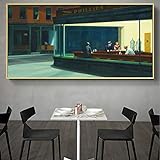 Nighthawks by Edward Hopper Große Wandkunst Malerei Leinwand Kunst Poster und Druck Bild für Wohnzimmer Wohnkultur 85x150cm (34x60in) mit R