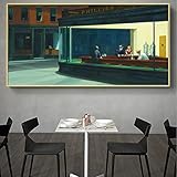 Nighthawks by Edward Hopper Große Wandkunst Malerei Leinwand Kunst Poster und Druck Bild für Wohnzimmer Wohnkultur 85x150cm (34x60in) mit R