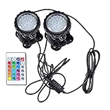 Beito Teichbeleuchtung Led Gartenstrahler Unterwasser RGB Farbwechsel Aquarium Licht Mit Fernbedienung Set Mit 2 Lichtern Eu Steck