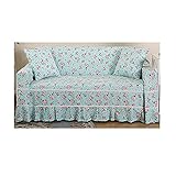 Bedrucktes Baumwolle Sofabezug, Weich Sofa Abdeckung Mit Rüschenrock Möbel Protector Für Haustiere Kinder, Maschinenwaschbar-210x260cm(2 Sitzer)-E