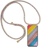 Handykette Handyhülle für Samsung Galaxy J7 2016 mit Band - Handy-Kette Handy Hülle mit Kordel zum Umhängen Handyanhänger Halsband Lanyard Case-Rainbow