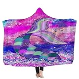 3D gedruckt Kapuzendecke Bunte Meerjungfrauenflosse Mikrofaser Flanelldecke Fleecedecke Reisen Flauschig Warmen Kuscheldecken zweiseitige Verdickungsumhang Multifunktions-Decke 150x200