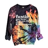 Damen Blusentop Druck Pullover Tie Dye Langarm Kapuzenpulli Atmungsaktiv Damenblusen Pullover Sweatshirt Streetwear mit R