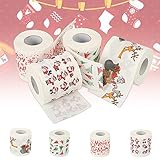 4 Stücke Weihnachten Toilettenpapier,170 Blätter,3 Schichten,Familien Weihnachten Muster Serie Rollenpapier,für Spaß Geburtstag Party Neuheit Geschenkidee Wohnzimmer Dekor,Weihnachten S