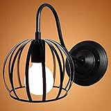 Iron Art Watermelon Wandleuchten Schwarzer Käfig Retro Metall Innenlampe, Rustikale Vintage Industrielle Wandleuchte Spotlight, Edison E27 Wandleuchte Nachttischlampen für Schlafzimmer, für Loft C