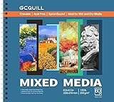 GCQUILL Zeichenblock, 60 Blatt, 22,6 x 21 cm, 200 g/m², Spiralbindung, für Acryl, Aquarell, Stift und Bleistifte und mehr GC-MP8983