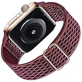 HILIMNY Solo Loop Kompatibel mit Apple Watch Strap 38mm 40mm 41mm, Geflochtenes Elastisches Stretchy Nylon Sport Ersatzarmband für IWatch Serie 7/6/5/4/3/2/1/SE, Pflaume 38/40/41