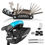 PEPELLIA Multitool Fahrrad Werkzeug [NEU: Metallreifenheber statt Plastik] - 16-in1-Fahrradwerkzeug für unterwegs + Fahrrad Satteltasche - extra leichtes Set - perfektes Fahrrad Zubehör Mountainbik