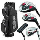 WILSON Pro Staff SGI Komplettset/Golfset für Herren, Rechtshand, Cartbag in Schwarz, insg. 12 Teile | Inkl. 3 Staff Golfb