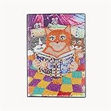 DIY 5D Notizbuch mit Diamantmalerei Cover Cartoon Katze Kits spezielles geformtes Muster Kunstleder Blanko Tagebuch Premium Dickes Papier 50 Blatt 100 Seiten Notebook Büro Notebook (21,6 x 13,9 cm)