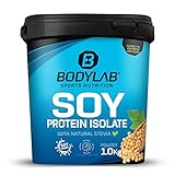 Bodylab24 Soja Protein Isolat Haselnuss 1kg, rein pflanzliches Sojaprotein-Isolat für Deinen Muskelaufbau, bis zu 90% Eiweiß, umfangreiches Aminosäure-Profil, geringer Fett- und Kohlenhy