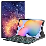 Fintie Beleuchtete Tastatur Hülle für Samsung Galaxy Tab S6 Lite 10,4 Zoll 2020 - Schutzhülle mit Abnehmbarer QWERTZ Tastatur mit Hintergrundbeleuchtung für Samsung Tablet SM-P610/ P615, Die Galax
