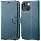 OCASE Handyhülle iPhone 13 Mini Hülle [Premium PU Leder] [Standfunktion] [Kartenfach] [Magnetverschluss] RFID Schutzhülle Klapphülle Lederhülle Tasche Etui Kompatibel für iPhone 13 Mini Pfauenb