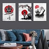 Leinwand Malerei 3 Panel Zuhause Dragon Ball Goku Anime Poster Japan Artwork Leinwand Malerei Poster Und Drucken Schwarz Weiß Wandbild Raum Dekor Cuadros 50x70cmx3pcs（20x28inchx3pcs）