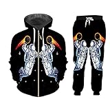 KKLLHSH Herren Astronaut 2-teiliger Anzug 3D Print Hoodie Hoodie Sets Sommer Unisex Trainingsanzug Oversized-B_S