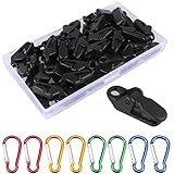 GTIWUNG 50 Stück Zelt Clips Set Plane Clips Kleine Clamp Plane Planenhalter Clips Planen-Klemmen Winddichte Markisen Clips + 8 Stück Mini Karabinerhaken Klein(4 Farbe)