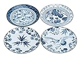 TOKYO design studio Blau/Weiß Teller Set - Flora Japonica - Set von 4 Stück - 16 x 2