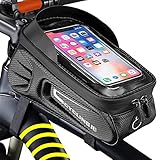 MENQANG Fahrrad Rahmentasche Wasserdicht,Wasserdichtes Mountainbike-Zubehör mit Touchscreen-Fenster für Smartphones bis 6,5 ''